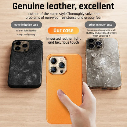 Original For Magsafe Animation Leather Case For iPhone 13 Mini 14 15 16 Pro Max Plus Magnetic Wireless Charging Shockproof Cover