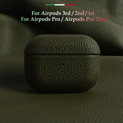 Genuine Leather Protective Case for AirPods Pro, AirPods 3, and AirPods 2 - Cowhide Charging Box