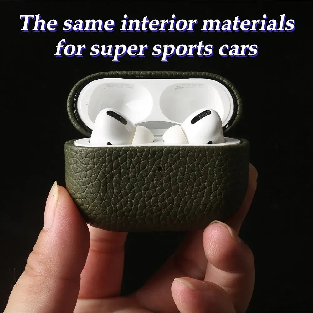 Genuine Leather Protective Case for AirPods Pro, AirPods 3, and AirPods 2 - Cowhide Charging Box