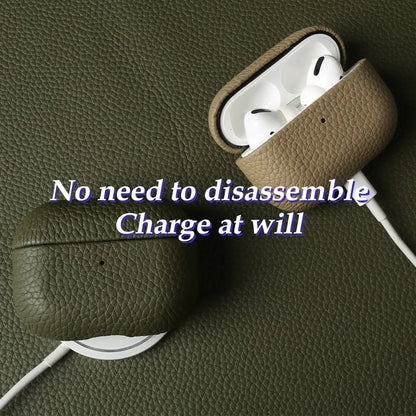 Genuine Leather Protective Case for AirPods Pro, AirPods 3, and AirPods 2 - Cowhide Charging Box